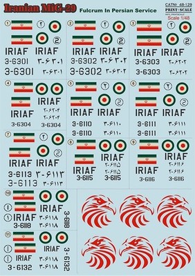 Print Scale 1/48 Iranian MiG-29A MiG-29UB Persian Fulcrum IRIAF 11 Planes Decals