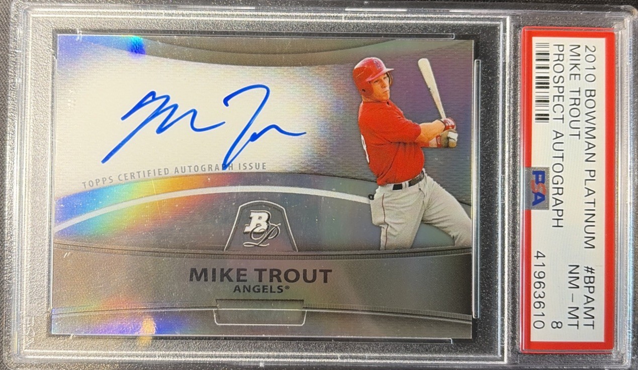 2010 Bowman Platinum Mike Trout Refractor Auto PSA 8 Angels