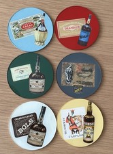 VTG Advertising Round Glass Cork Back Drinks Coasters Bols Drambuie & Others X 6
