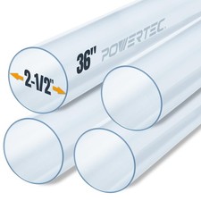 Clear PVC Pipe 2-1/2" x 36" Long, 4PK Rigid Plastic Tubing, Round Tube Compat...
