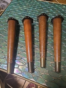 Vintage Set Of 4 Mid Century Modern Tapered Table Legs with Brackets 10”