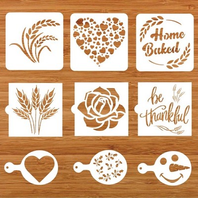 9-Piece Bread Stencils Baking Set for Cake Coffee Pie Cookie Decorating