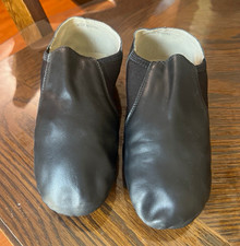Black Slip-On Split Sole Jazz Dance Shoes with Elastic Sides, Unisex