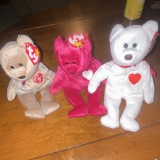 Ty Beanie Babies Retired Plush Bears Lot Valentino Valentina Teddy Heart Tags 1…