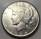 1925-S Peace Silver Dollar, Choice AU+/BU. Tougher Date! STC! J101