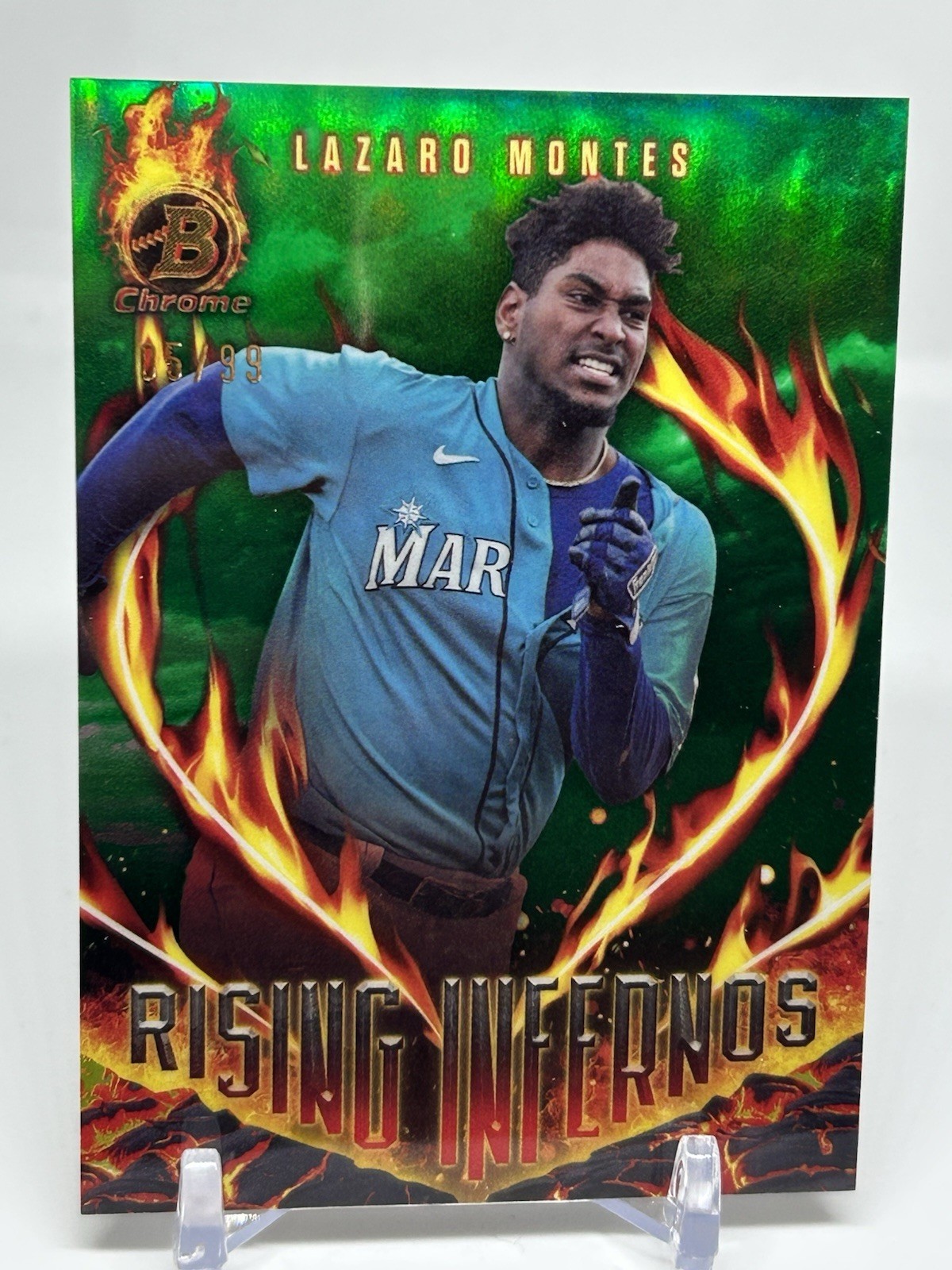 2024 Bowman Chrome Lazaro Montes Rising Infernos Green Refractor /99 #R1-19