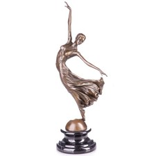 Bronze Skulptur Tänzerin Art déco auf Marmor Sockel nach Cesaro