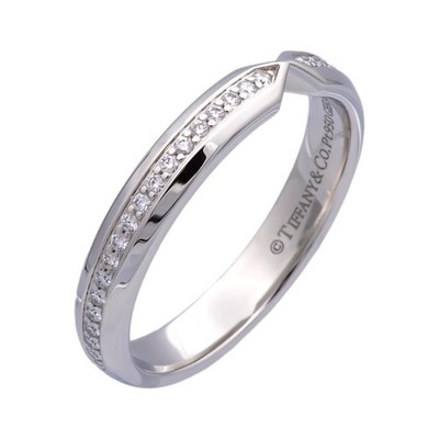 Tiffany & Co. Platinum Nesting Full Circle Diamond 3mm Narrow Band Ring sz5