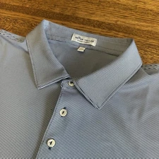 Peter Millar Polo Shirt Summer Comfort Performance Striped Blue no logo Men 2XL