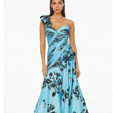 Mac Duggal Prom Y2K Aqua Black Lace Mermaid Dress 80102M NWT