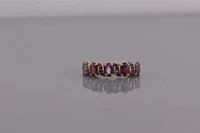 STS Rose Sterling Silver Oval Purple Amethyst Black Accents Band Ring 925 Sz: 7