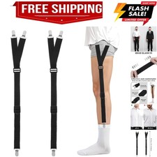 2PCS Shirt Stays For Men Durable Elastic with Non-Slip Locking Clamps Adjusta...