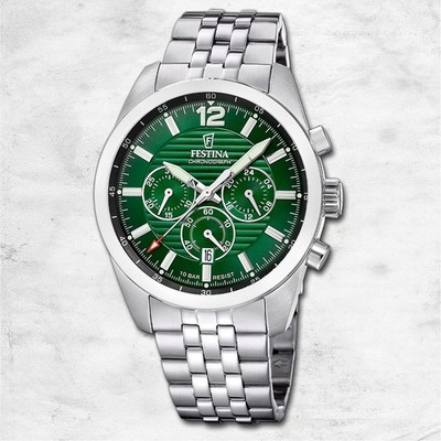 Festina Herrenuhr Timeless Chronograph Armbanduhr Edelstahl silber UF20742/5