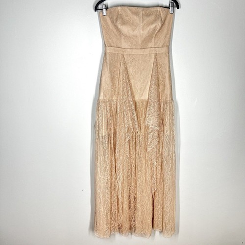 NEW BCBGMAXAZRIA Sz 4 Celeste Pink Lace Strapless Sheer Evening Dress - Picture 3 of 10