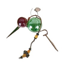 Wire and Glass Hanging Hummingbird Mobile Suncatcher 7"