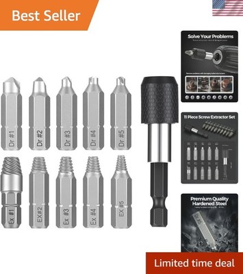 11-Piece Titanium Screw Extractor Set with Self-Locking Rod for Fast Repairs