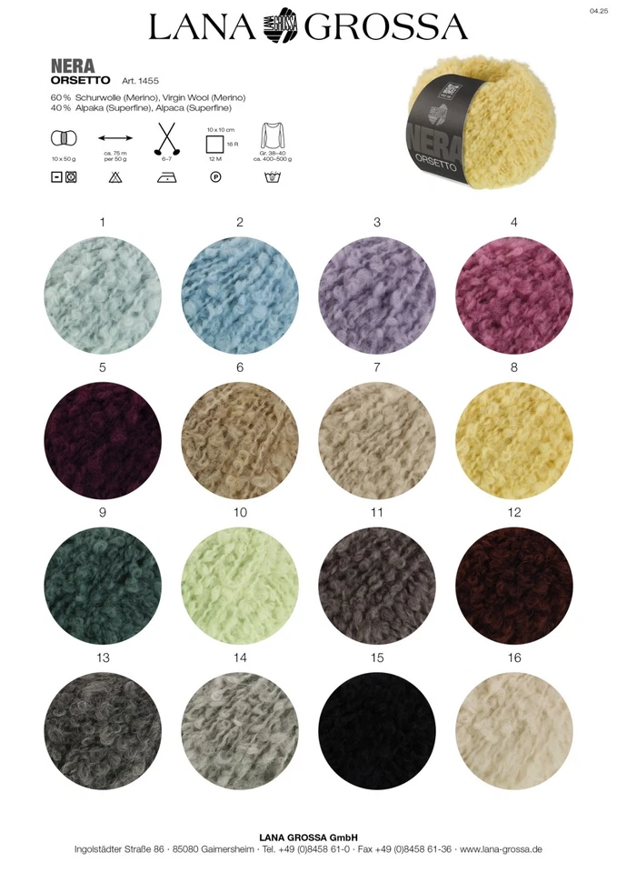 Lana Grossa ORSETTO Bouclé 50g | 40% Alpaka 60% Schurwolle | !NEU! - Bild 2 von 2