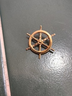 Nautical Ships Wheel Lapel Pin Gold Tone Vintage Maritime Sailor Brooch Jewelry