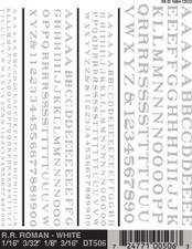 Woodland Scenics Railroad Roman White Letters Dry Transfer Decals DT506