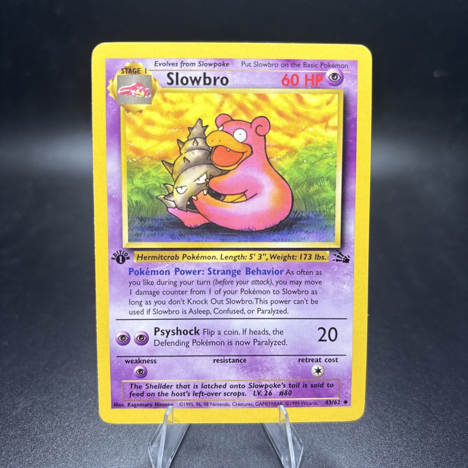 Pokemon Card Fossil 1st Edition Slowbro 43/62 1st Edition Uncommon - NM/LP -j