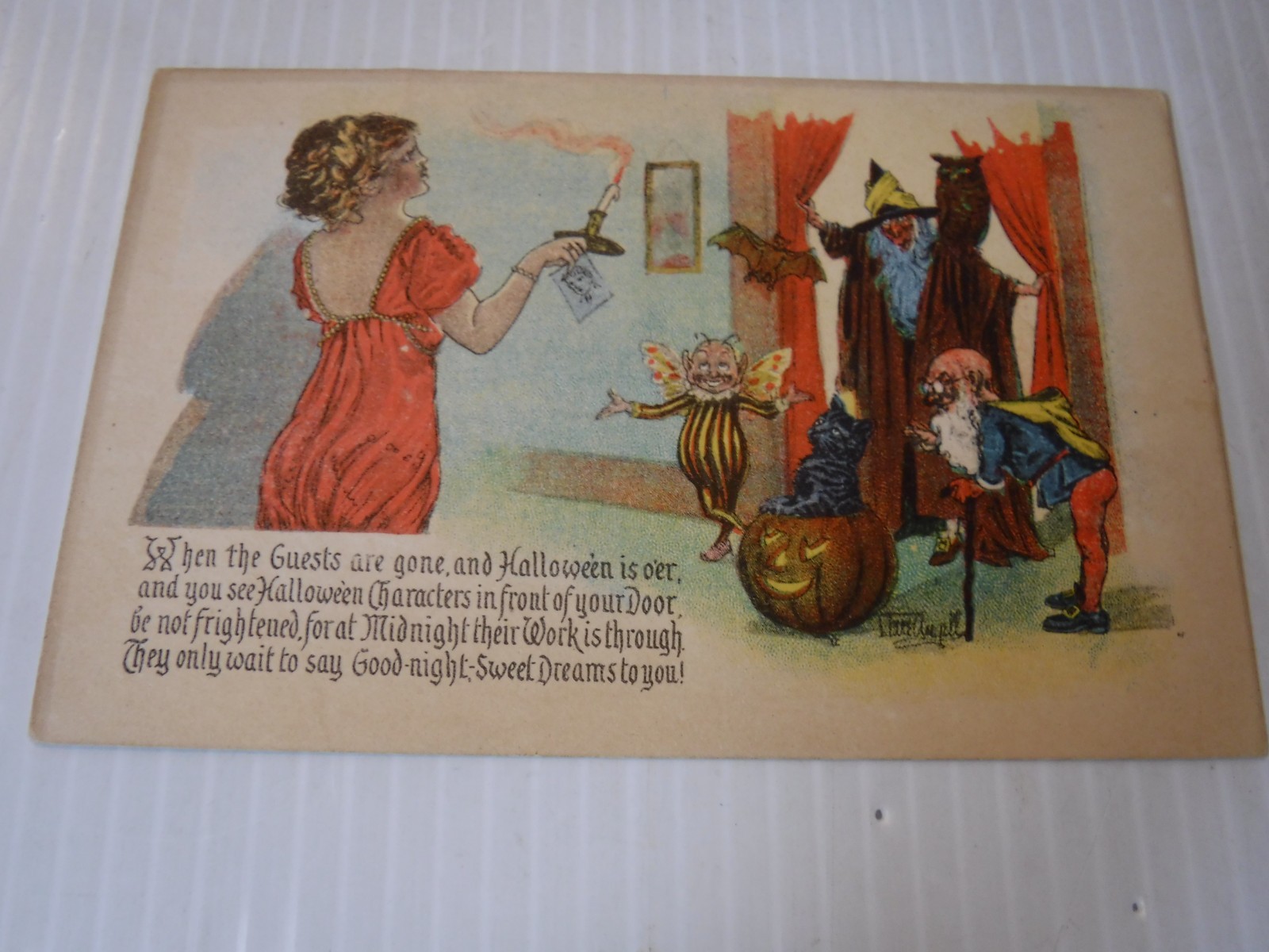 RARE ANTIQUE GOTTSCHALK ANT. HALLOWEEN POSTCARD #5050 UNPOSTED great verse RARE 