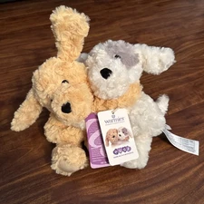 NWT Warmies Hugs 2 Puppy Dogs Microwavable Scented Huggable Plush Lavender