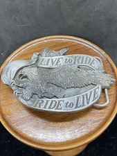 RIDE TO LIVE LIVE TO RIDE EAGLE OUTLAW BIKER 1982 BELT BUCKLE VINTAGE RARE 