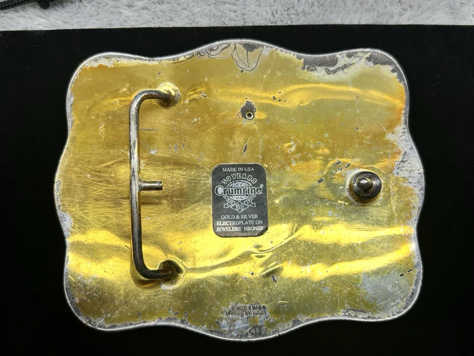 De colección. Crumrine “Michoacán” México Águila Cinturón Hebilla Chapado en Oro y Plata Western Foto 2 de 4