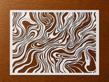 Abstract Fluid Continuous Line Pattern Wall Art Reusable Plastic Stencil - St  