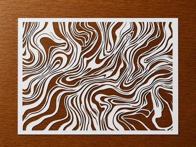 Abstract Fluid Continuous Line Pattern Wall Art Reusable Plastic Stencil - St 