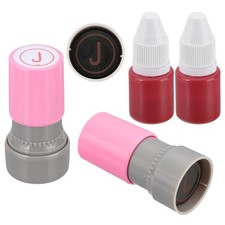 Letter Stamps Self Inking, 2Pcs Character J Alphabet Teacher Stamp, Pink