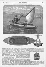 The Berthon folding Canoe Antique Engineering Print 1879