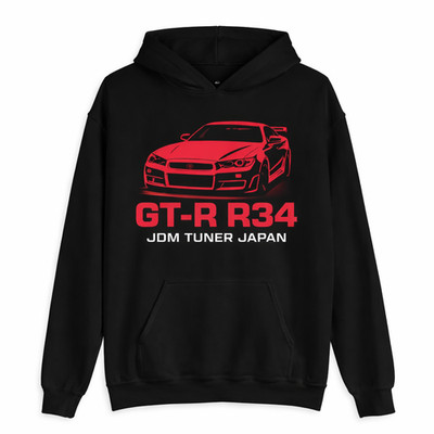 GT-R R34 JDM Drift Street Racing Red Sun Unisex Graphic Hoodie