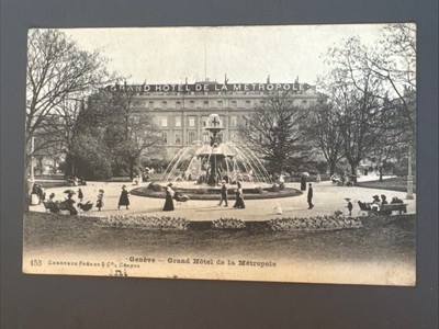 Schöne Postkarte von 1908 aus Genf zeigt das Grand Hôtel De La Métropole