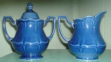 Royal Staffordshire Blue Cream & Lidded Sugar Heirloom Ironstone J&G Meakin
