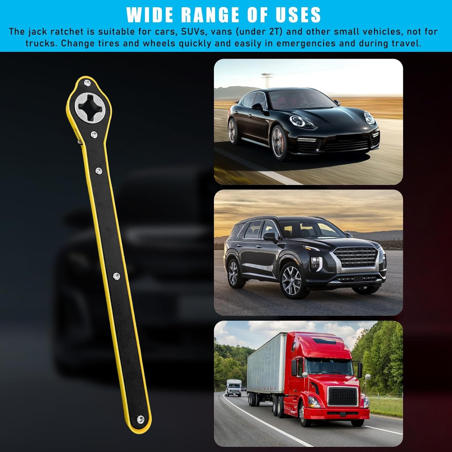 Car Jack Ratchet Wrench, 360° Swivel Labor-Saving Scissor Jack Wrench, Jack Lif