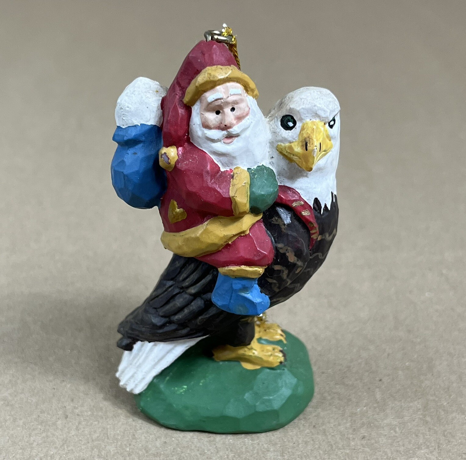 Rare 1998 House of Hatten Susan M Smith Santa Claus Riding Eagle Christmas Ornament Collectible-image