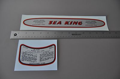 Sea King WATER SLIDE decals Montgomery Wards  outboard  motor  Fox Grips