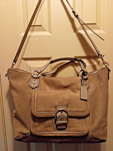 Coach Campbell Umhängetasche/Schultertasche Izzy taupe/hellbraun Wildleder F25300