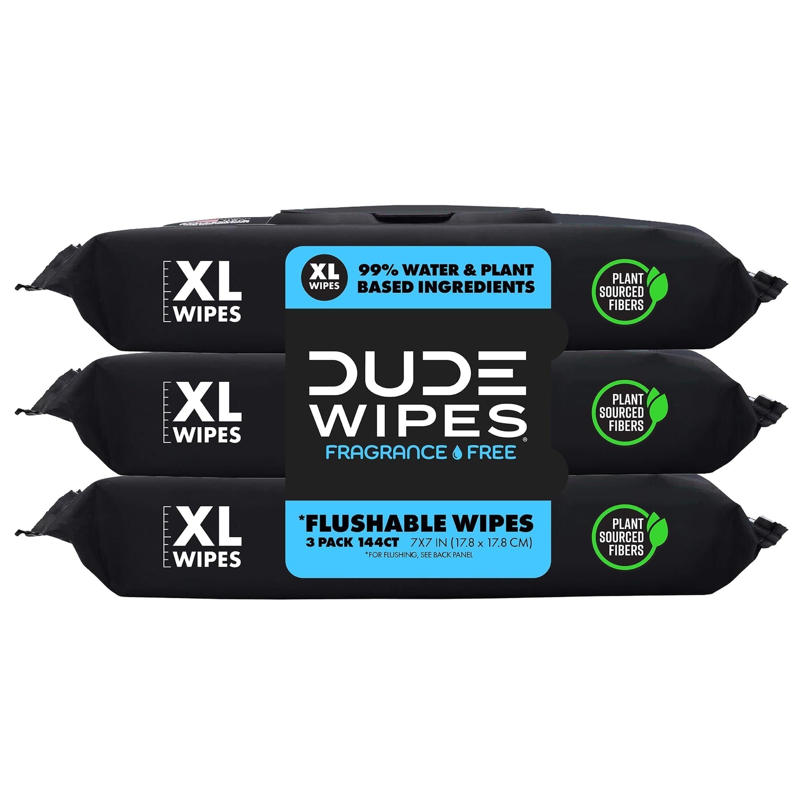 DUDE Wipes - Flushable Wipes - 3 Pack, 144 Wipes - Unscented Extra-Large Adul...