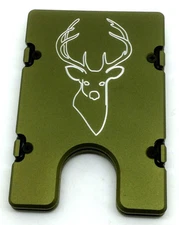 Deer, Buck Billet Vault Aluminum Wallet RFID protection Hunter Green Anodized