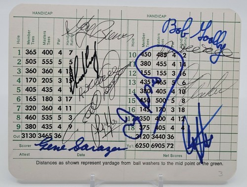 PGA MASTERS GRANDI SCORECARD AUTOGRAFATA FIRMATA x17 GARANTITA REALE VEDI DESCRIZIONE - Foto 2 di 2