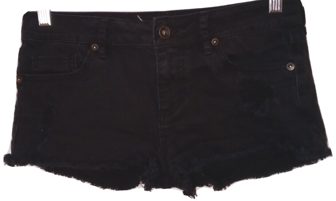 Bullhead  Jean Shorts 7 Black Distressed Stretch … - image 4