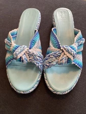 Antolina sandals  blue and white woven size 40 EURLeather insole  1/4 heel