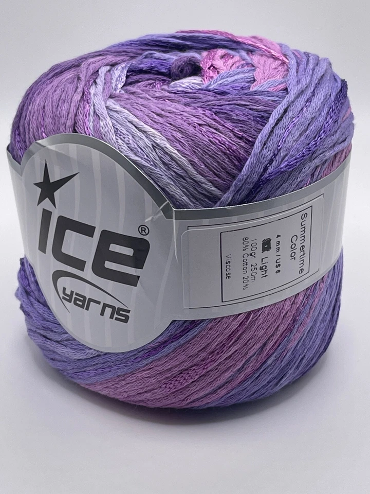 Fios de gelo Summertime Color Purple Passion 82115 fio de fita de algodão DK 100gr 273y - Imagem 3 de 4