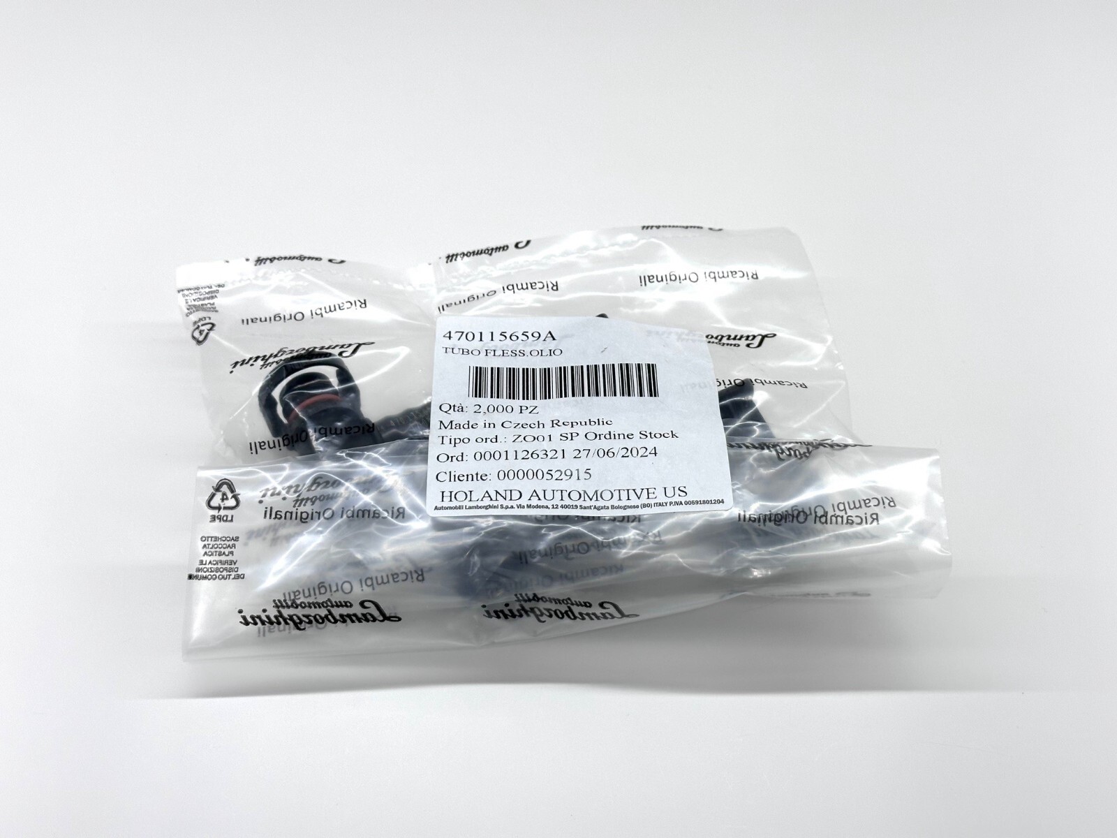 Lamborghini Aventador Vent Hose for Cylinder Head Cover Brand New OEM 470115659A