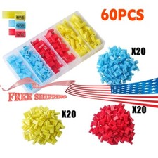 60Pcs Nylon Insulated AWG 22-10 Wire Connectors Female Flag Spade Terminals