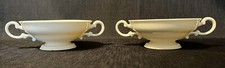 Set of 2 Ivory Eggshell Porcelain Cream Soup Bowls