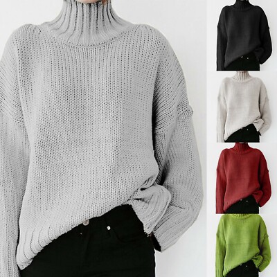 Winter Womens Long Sleeve Knitted Hight 