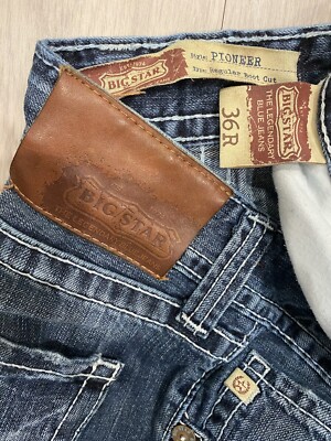 BIG STAR Men’s Size 36R Light Wash Pioneer Regular Boot Cut Denim Jeans 